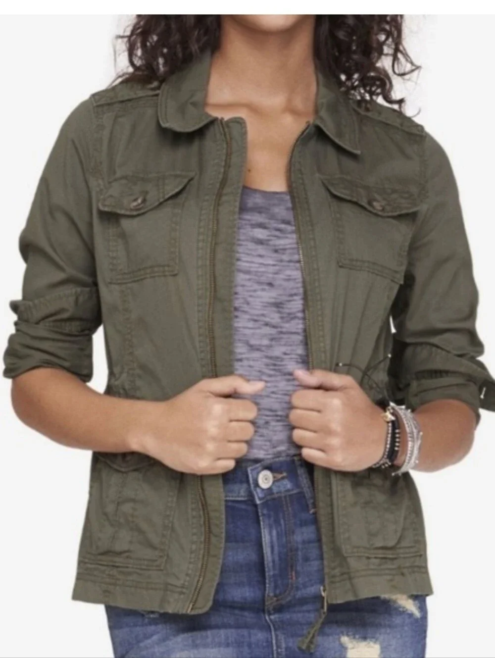 Express Olive Green Military Field Jacket Sz M